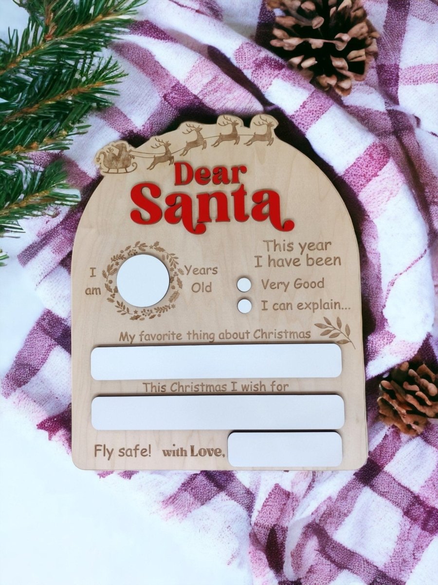 Dear Santa Dry Erase Personalized Christmas Sign, Christmas Eve Gift, Milestone Photo Prop for Children, Kids, Baby's First Christmas