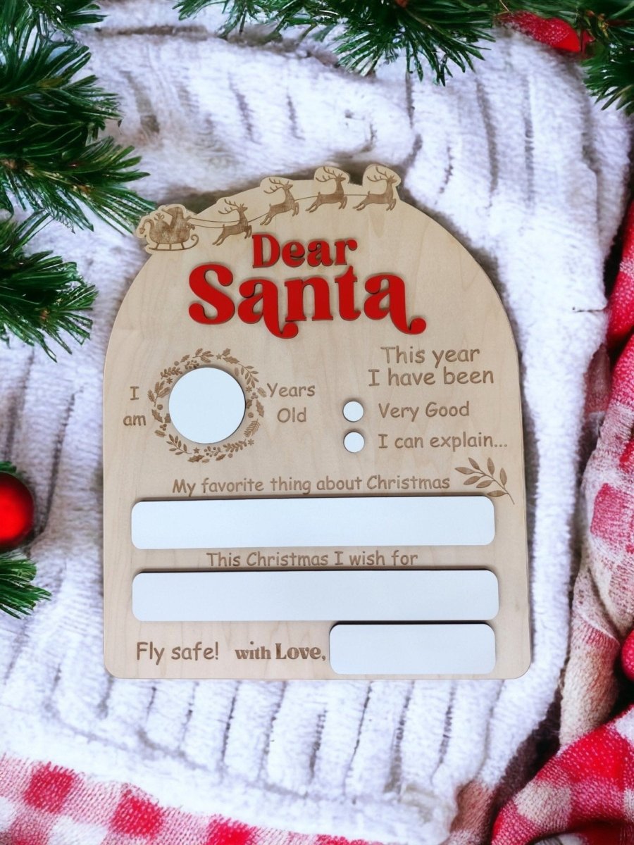 Dear Santa Dry Erase Personalized Christmas Sign, Christmas Eve Gift, Milestone Photo Prop for Children, Kids, Baby's First Christmas