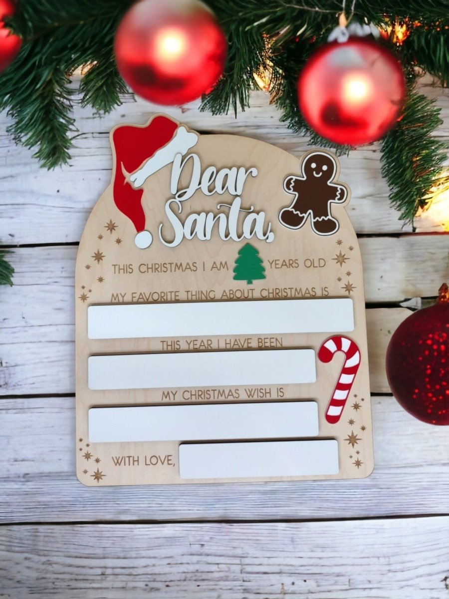 Dear Santa Dry Erase Personalized Christmas Sign, Christmas Eve Gift, Milestone Photo Prop for Children, Kids, Baby's First Christmas