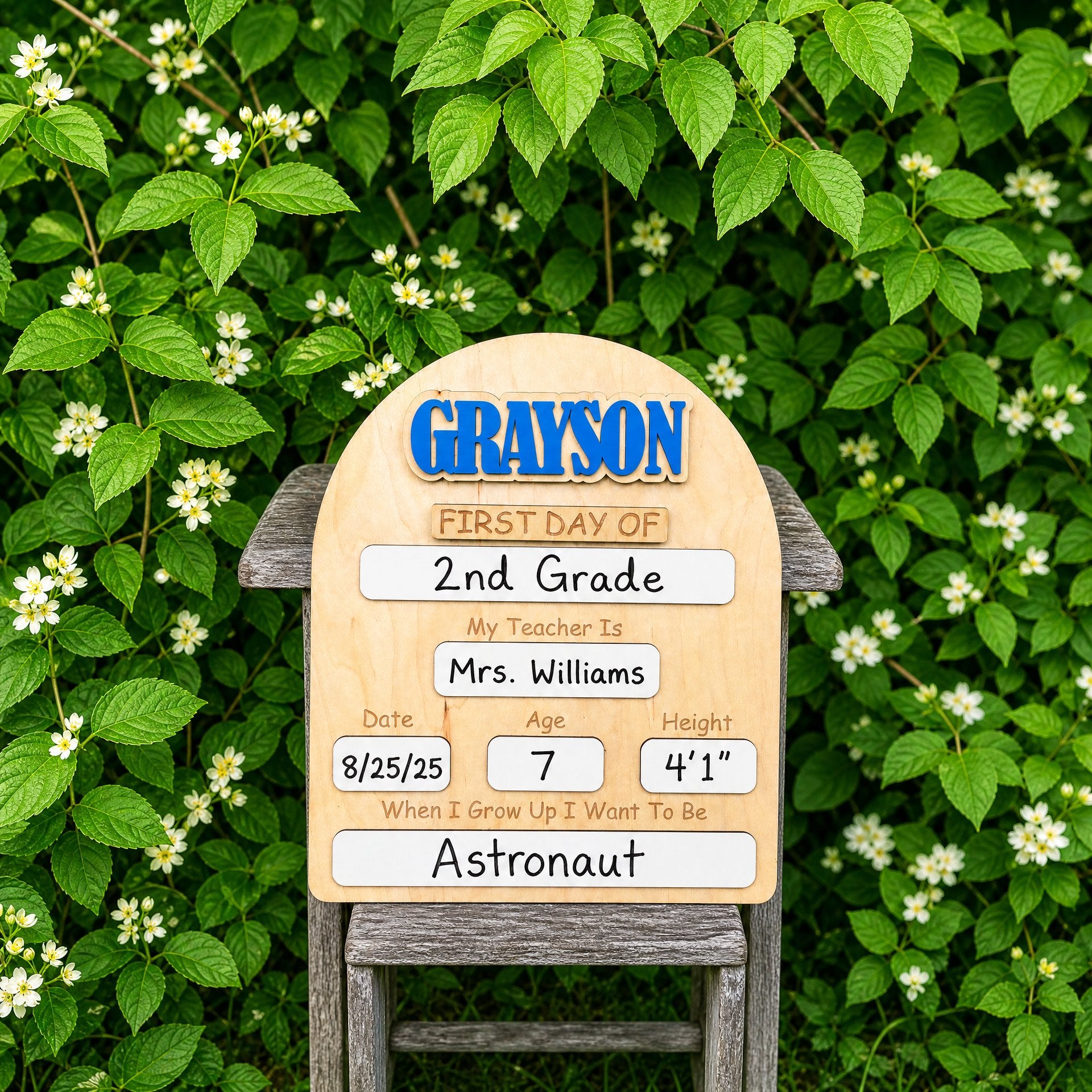 Personalized First Day of School Sign | Rounded Arch Maple Wood Board