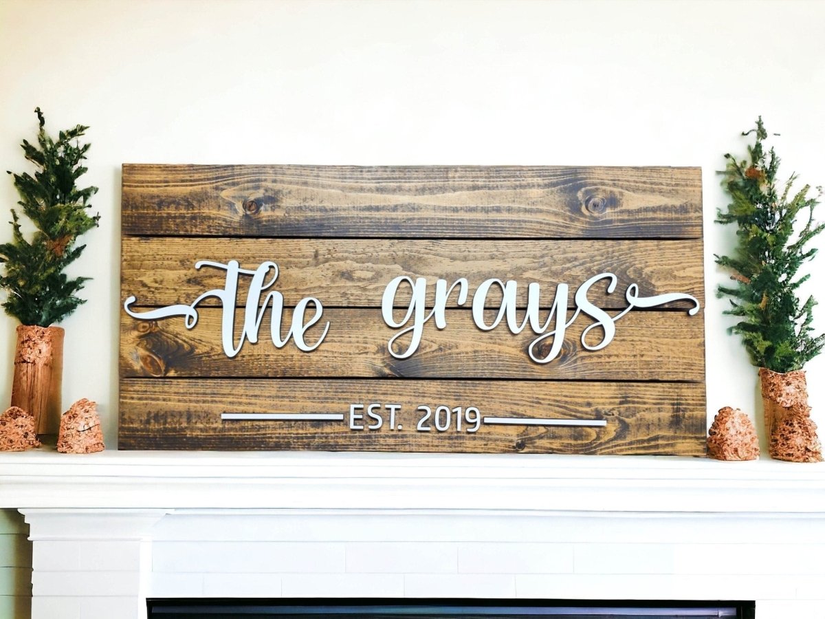 Personalized Family Name Sign, customized valentines day gift for husband wife, Last name wedding present for couples, Anniversary Gift Idea