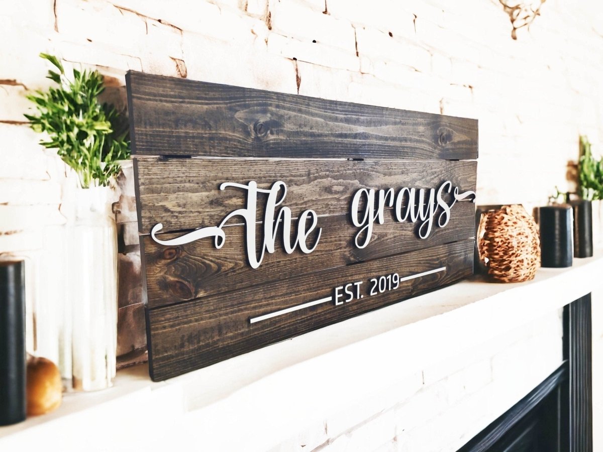 Personalized Family Name Sign, customized valentines day gift for husband wife, Last name wedding present for couples, Anniversary Gift Idea