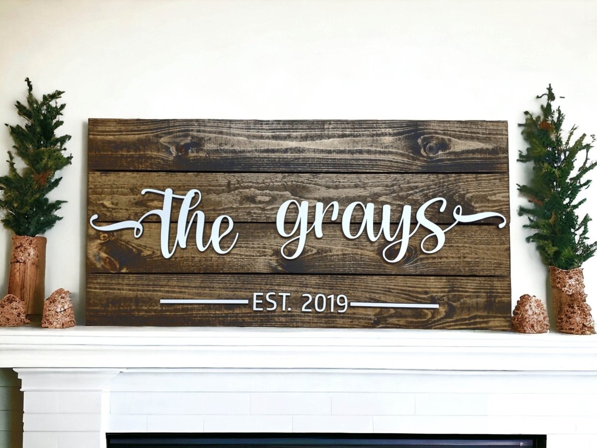 Personalized Family Name Sign, customized valentines day gift for husband wife, Last name wedding present for couples, Anniversary Gift Idea