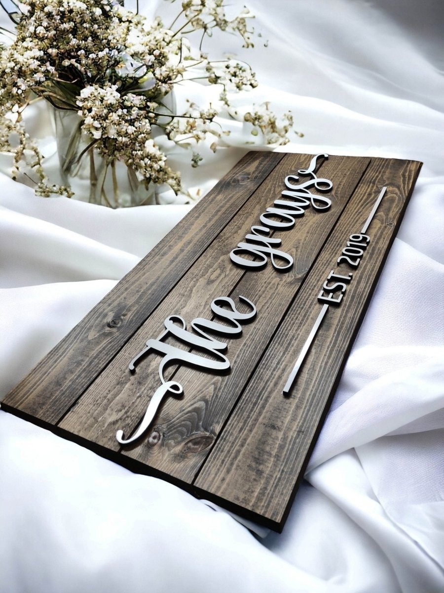 Personalized Family Name Sign, customized valentines day gift for husband wife, Last name wedding present for couples, Anniversary Gift Idea