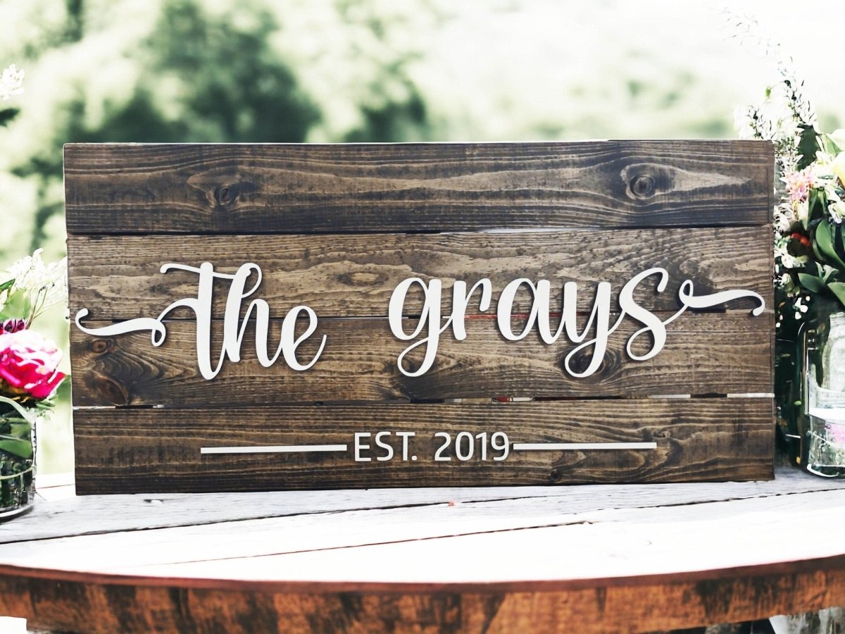 Personalized Family Name Sign, customized valentines day gift for husband wife, Last name wedding present for couples, Anniversary Gift Idea