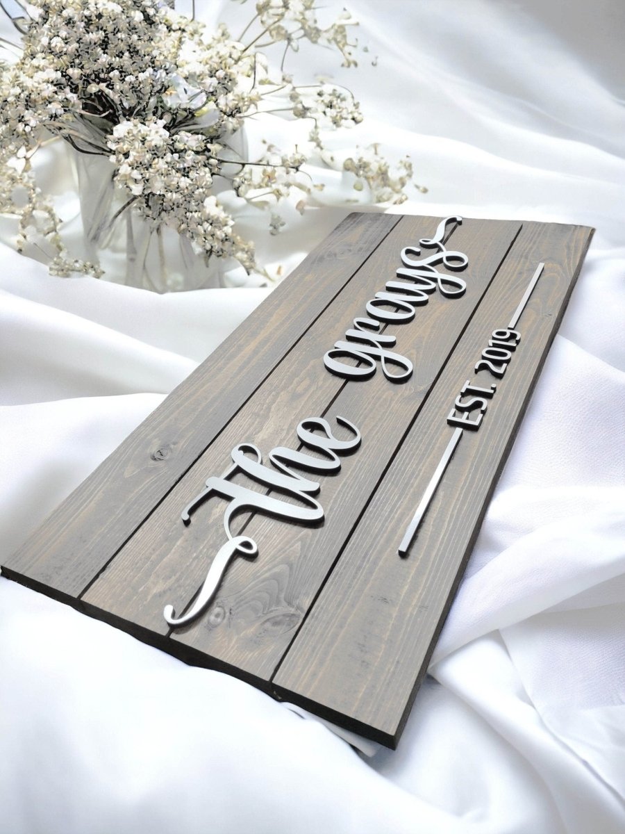 Personalized Family Name Sign, customized valentines day gift for husband wife, Last name wedding present for couples, Anniversary Gift Idea