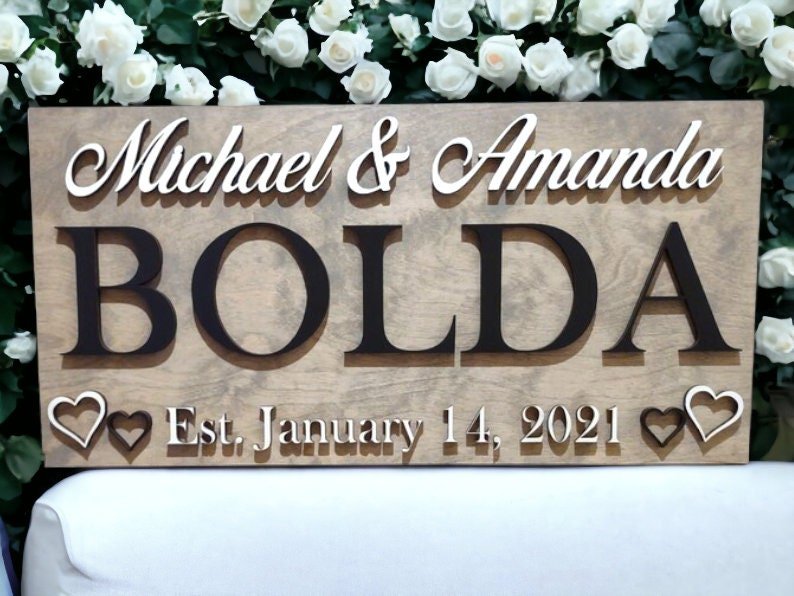 Wedding Gift Last Name Sign, Housewarming, wedding gift, anniversary gift, bridal shower decor, family name sign, Couple sign, rustic