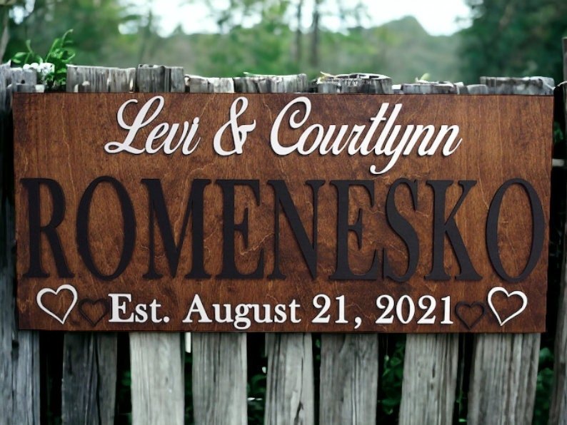 Wedding Gift Last Name Sign, Housewarming, wedding gift, anniversary gift, bridal shower decor, family name sign, Couple sign, rustic