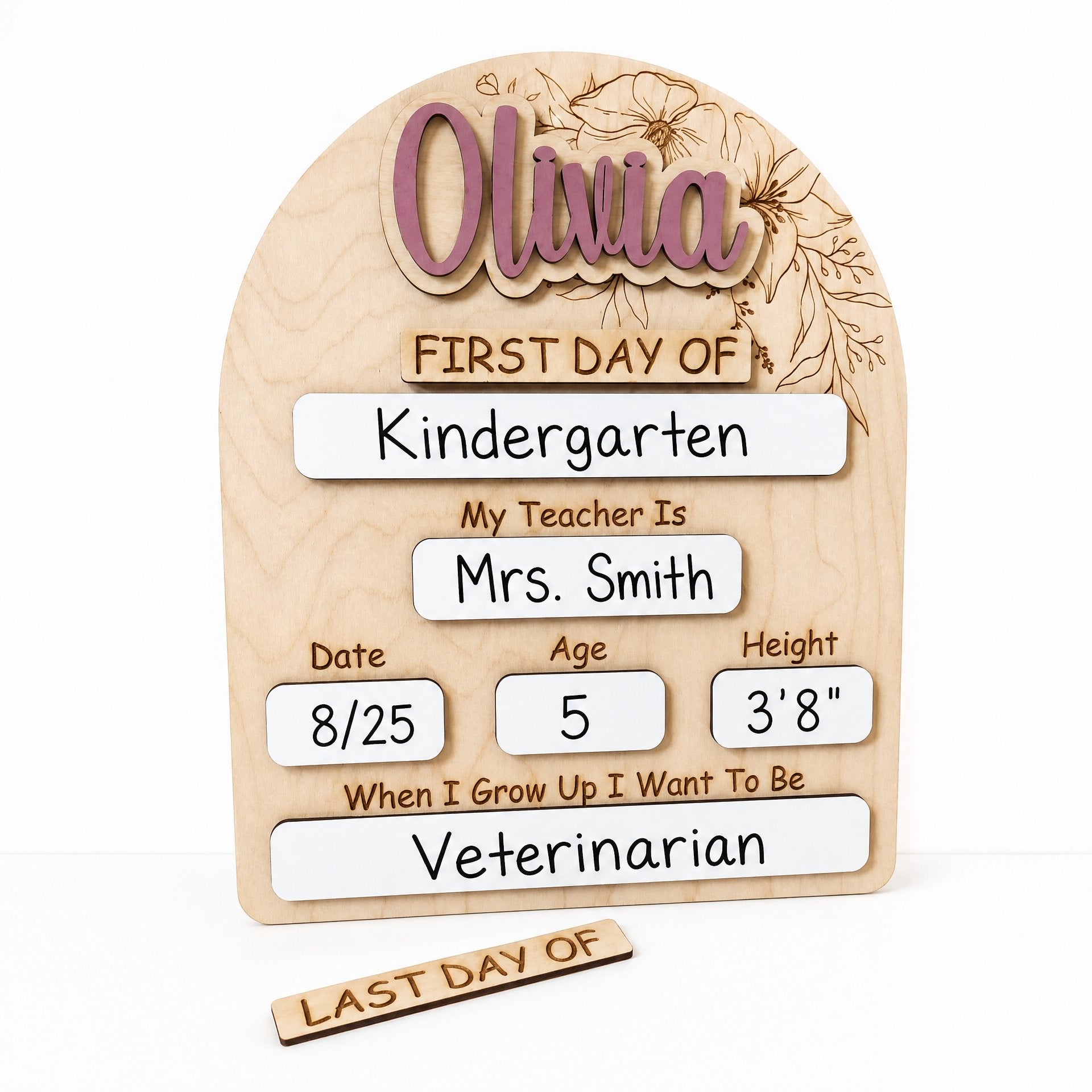 Personalized First Day of School Board | Reusable Wooden Milestone Sign